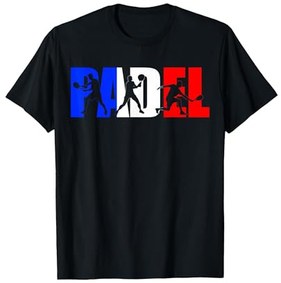 Joueur De Padel Tennis Couleurs De France Padeliste T-Shirt, Homme, Noir, L