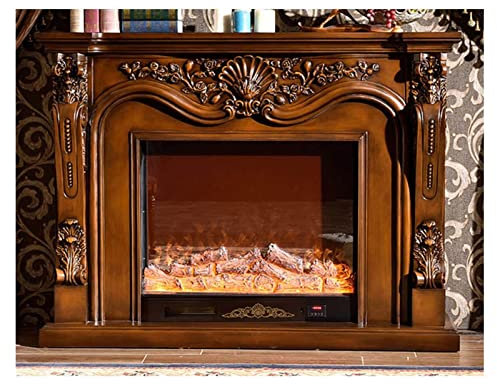 Water Vapor Fireplace Electric Fireplace Insert Firebox Burner Fireplace Set Wooden Mantel With Artificial LED Optical Flame Decoration Chimney Electronic Fireplace ( Color : Brown without heater )