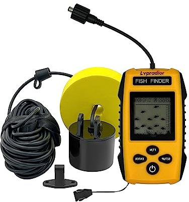 Lvpradior Fischtiefenmesser, kabelgebundener, auswerfbarer Fischfinder für Kajakboote, Zubehör für Eisangelausrüstung, tragbarer Wassertiefen-Fischfinder mit Sonar und LCD-Display