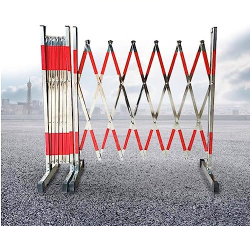 Artiz Mobiler Klappzaun, Teleskopisches Sicherheitstor Aus Edelstahl Flexibles, Ausziehbares Zauntor Industrielle Ausziehbare Metallbarrikade Straßenbauzaun (Farbe : Silver, Größe : 1.2x3m)