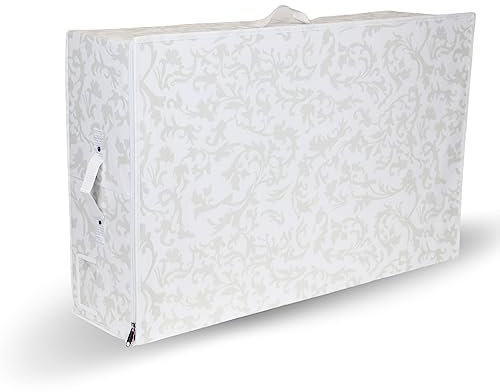 Breathable White with Silver Floral Design Large Wedding Dress Box - Underbed Storage Boxes, Wedding Dress Storage Box, Wardrobe Organiser size 50x80x20cm