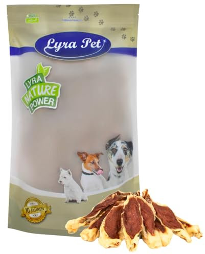 Lyra Pet® | 1 kg Kaninchenohren gefüllt mit Huhn | Getrockneter Kausnack | Praktischer, Wiederverschließbarer Beutel | Fettarmes & Gut Bekömmliches Hundefutter | Ideal als Belohnung für Hunde