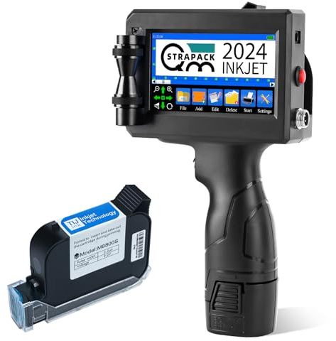 QMSTRAPACK Handheld Inkjet Printer Gun Z10 Printing Height 0.08-0.5 Inch Inkjet Coder with Original Fast-Drying Ink for Text QRCode/Barcode/Batch Number/Label/Image/Date Printer for Any Surface