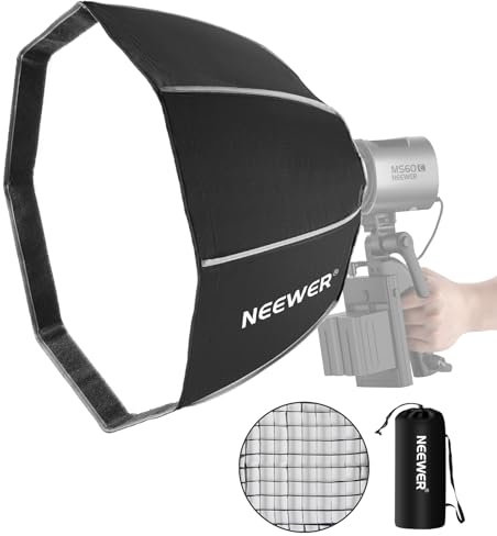 NEEWER Octagonal Softbox 50 cm mit NEEWER Mount(Not Bowens Mount),Octabox Softbox Folding & Quick Installation mit Honeycomb Light Diffuser für MS60 MS60B MS60C MS150B LED Video Studio Light, NS4P