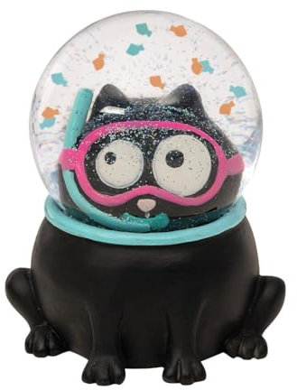 moses. Ed, The Cat Schneekugel, Schüttelkugel im Katzen Design mit Glitzer und farbigen Glitter-Fischen, lustige Katzen-Schneekugel, Glitzerkugel als Geschenk für Katzen-Fans