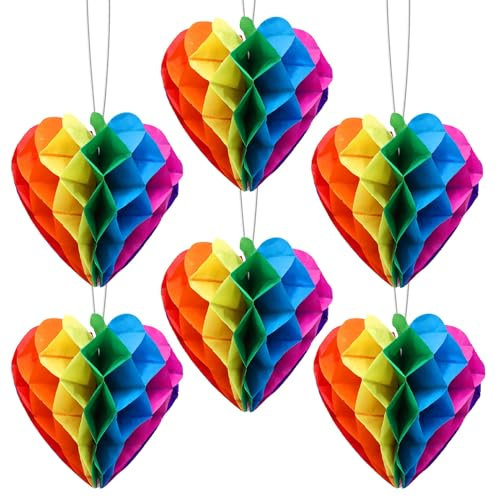 Pride Decorations - 6Pcs Rainbow Paper Honeycomb Balls, Rainbow Party Decorations for Pride Accessories Gay LGBT Festival Celebration Wedding Carnival Home Indoor Outdoor