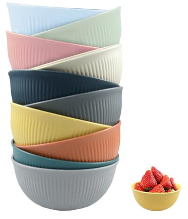 YunBey Müslischalen 10er Set Suppenschüssel Groß Unzerbrechliche Salatschüsseln Wiederverwendbar Kunststoffschalen für Kinder & Erwachsene für Suppe Müsli Ramen Salat
