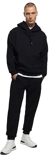 BRAND KRUZE Mens Hoodie Jumper Regular Fit Long Sleeve Pullover Tracksuit Set Hoody Sweatshirt and Joggers KZMS139 TRACKSUIT BLACK M