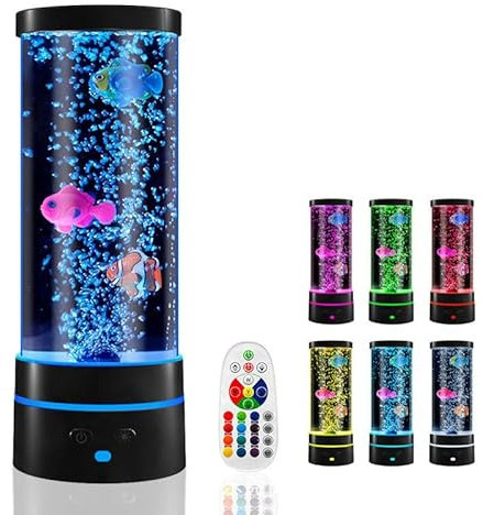 Ambesty Lavalampe LED Aquarium Mit Fernbedienung - Blase Fischlampe, 16 Farben Und 4 Modi - Blasenlichtlampe für Zuhause, Schlafzimmer, Büro, Geschenke