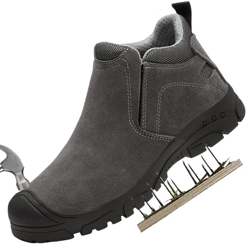WhAeoy Chaussures De Sécurité pour Soudeur (36-46), Bottes De Chantier Isolées, Semelle Résistante Aux Perforations + Soudeur Anti-brûlure, pour L'exploitation Minière, La Construction,43,A
