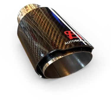 AutoSchloss Terminale di Scarico Universale | Acciaio Inox 304 + Carbonio Reale | Ingresso 63mm / Uscita 89mm Compatibile Tubi 60-63mm — Finitura Sportiva per Auto