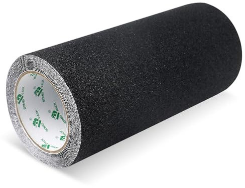 BOMEI PACK Strisce Antiscivolo per Scale,25cm × 5m Nastro Adesivo Antiscivolo per Esterni Interni,Nastro Antiscivolo Autoadesivo,Nastro Antiscivolo per Gradini,Strisce Antiscivolo,per Scale,Nero
