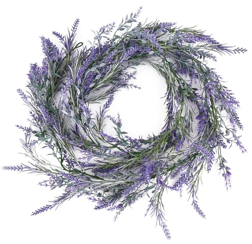 Gosknor 2pcs Artificielle Violet Guirlande Lavande, 180cm Été Guirlande de Printemps Florale Couronne de Lavande pour Mariage à la Ferme Porche Escaliers Manteau Décoration Intérieure et Extérieure