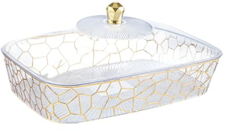 Baoblaze Biscotti per Piatti di Organizzatore Pratico, con Coperchio e Caramelle da Portata per da Cucina da Pranzo in Sala, 32x215x143 Cm