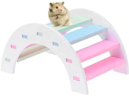 VERDANVERSE Colorful Rainbow Bridge Toy for Small Animals Hamster Ladder for Climbing and Chewing Fun Activity Playground Accessory for Rodents Hedgehogs and Other Pets