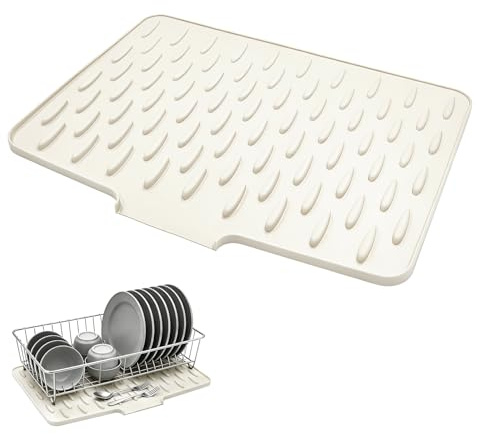 XiaoXiaoZhiJia Tapis Egouttoir Vaisselle,Organiseur d'Évier en Silicone,Tapis Evier Cuisine Egouttoir,Convient pour les éviers et les plans de travail de cuisine (Blanc)