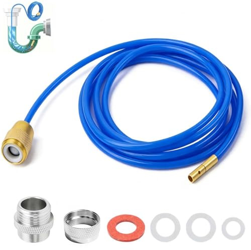 cddcwz Deboucheur canalisation haute pression,pour M22,M24 et 1/2 pouce | tuyau deboucheur canalisation,3 m de long,avec buse en laiton et joints,pour nettoyage (bleu)