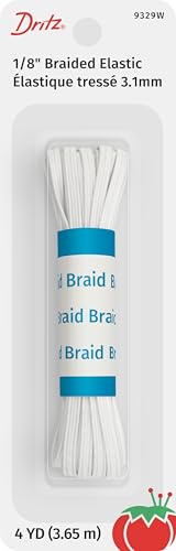 Dritz Braided Elastic 1/8'X4yd-White