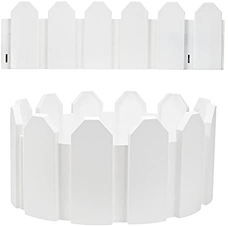 Taylor & Brown 8 Pack White Interlocking Garden Edging Picket Effect Plastic Lawn Plant Border Push In Securing Pegs - Ideal for Borders Flowerbeds Paths and Lawns - Covers a 4.7m long edging
