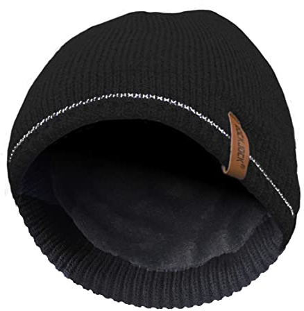 RockJock STORMACTIVE 100% Waterproof Mens Boys Warm Beanie Hat with Reflective Stripe Detail-Black