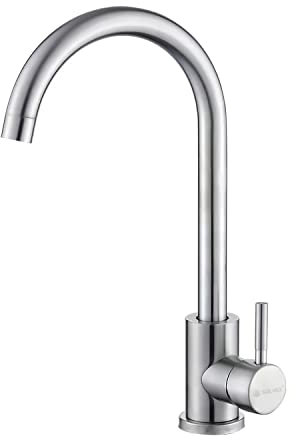 SOLVEX Robinet de Cuisine,Robinet Mitigeur Cuisine Chaud et Froid en Acier Inoxydable,Brossé Mitigeur Cuisine avec Rotatif à 360° Flexible,Equipé Flexibles Chauds/Froids,DE-SP-10020