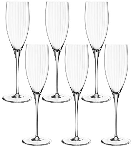 LEONARDO HOME Poesia Sektglas 6er Set, spülmaschinengeeignetes Champagnerglas, Höhe 25 cm, 250 ml, 069167