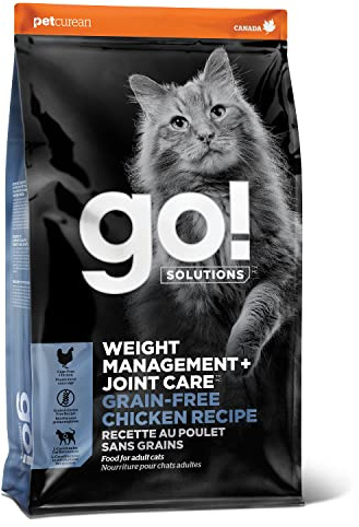 Go! Solutions Weight Management + Joint Care Chicken Grain-Free Dry Cat Food, Premium Kibble for Healthy Dieting in Adults & Seniors, with Natural Sources of Chondroitin for Good Mobility, 3 lb Bag