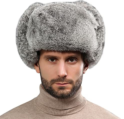 XGOPTS Fliegermütze mit Ohrenklappen Russische Mütze Herren Wintermütze Plüsch Trappermütze Outdoormütze Geeignet für Outdoor-Aktivitäten wie Skifahren Grau