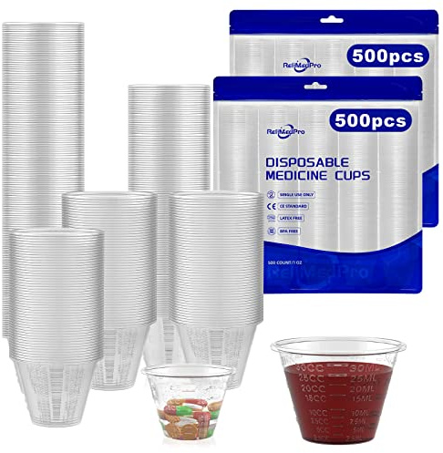 ReliMedPro Graduated Small Plastic Medicine Cups, Bulk Pack of 1000, 1 OZ (30ml) Measuring Cups for Liquid Medication, Paint, epoxy, Pills and Resin