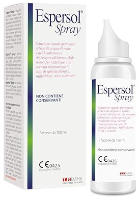 IP FARMA® Espersol Spray Nasale 100 ml - Soluzione nasale ipertonica a base di acqua di mare e acido ialuronico