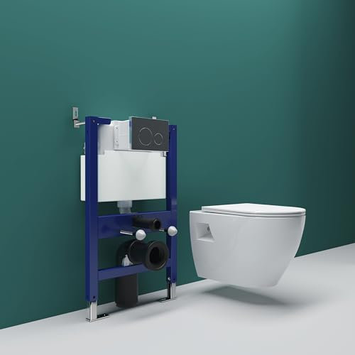 SKY Bathroom 0.82M Low Height Concealed Cistern Frame and Wall Hung Toilet Set