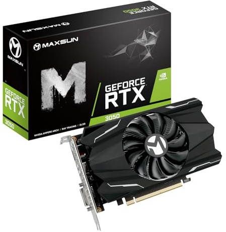 maxsun GeForce RTX 3050 6G Graphics Cards GDDR6 Video Graphics Card GPU for Gaming PC, PCI Express 4.0, HDMI 2.1, DisplayPort 1.4a, DVI, ITX Design (RTX 3050 Single Fan)