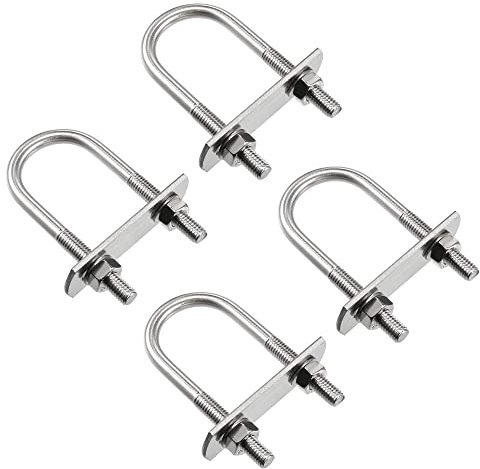 ASZHQUXIUAS Serre-câble métallique, Serre-Fil de clôture Boulon en U Rond 1.38  Largeur intérieure 60mm Longueur Acier M8 avec écrous, Plaque, rondelles 4 Jeux(M6x27mmx70mm)