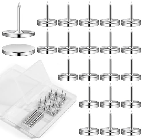 rhinocats Magnetic Push Pins, 20 Sets Magnet Thumbtack for Wall Bulletin Board Strong Decorative Pushpins Clip for Map Picture Hanging Kit Poster Holder