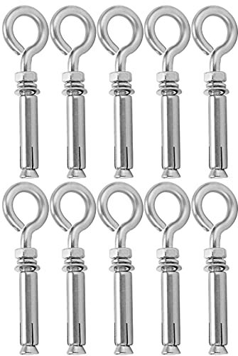 10 Pezzi M8x60mm in Acciaio Inossidabile Sollevamento Anello Bullone a Vite a Vite con Gancio Chiuso per Tende da Pioggia di Recinzioni Protettive