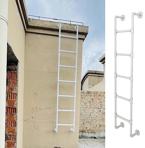 Scala resistente per cantina, finestra, pozzo, fuga, mansarda e letto a castello, 109,2 cm, scala da appendere per tetto/garage da parete, finitura bianca