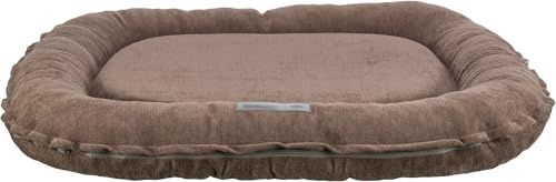 Trixie Cuscino per cani Vital Lennox, in ciniglia, ovale, ortopedico, marrone, 70 x 55 cm, accogliente cestino per cani con schiuma viscoelastica per effetto memoria, 371345