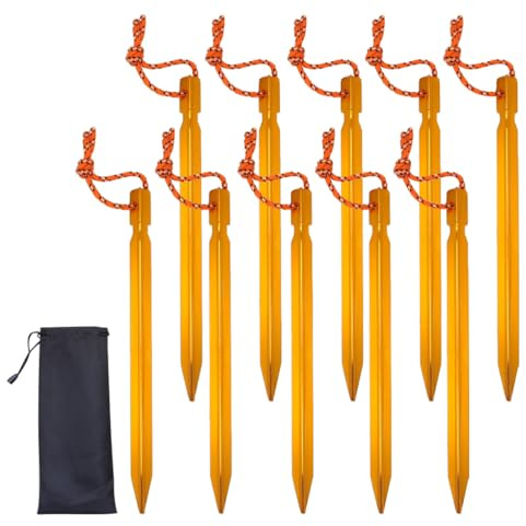 mophrati 10 Pieces Aluminum Alloy Tent Floor Nails Portable Windproof Climbing Ground Pegs Fixed Tools Stakes Set Supplies