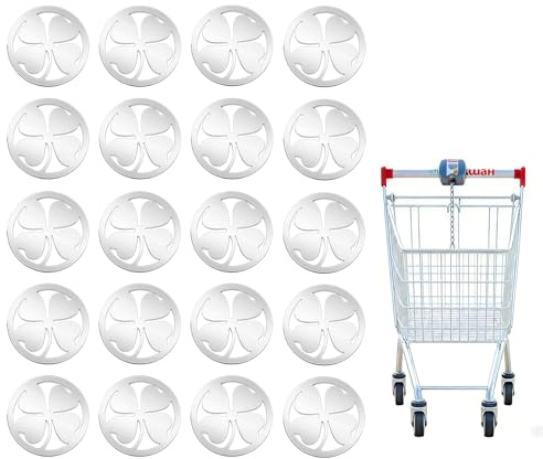 KLINNA Lot de 20 jetons de Caddie avec trèfle à Quatre Feuilles en Acier Inoxydable, jeton de Courses Portable Porte-Bonheur, pièces pour Chariot de supermarché, Accessoires pour Caddies
