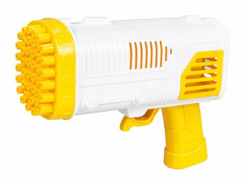 Bubble Gun for Kids Light Up Automatic Bubble Blaster 36 Hole Bubble Machine with 118ml Solution Tray 19cm Battery Powered Outdoor Garden Toy for Boys Girls Age 3+ (Yellow)