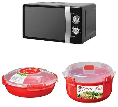 Russell Hobbs RHMM701B Manual Microwave and 2-Piece Sistema Microwave Cooking Set