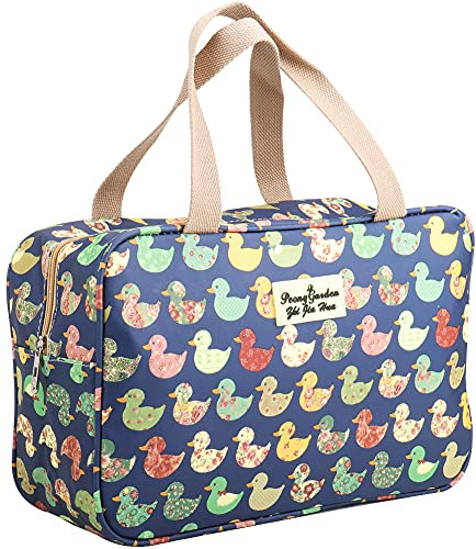 HCFGS Full Size Toiletry Bag Hand-Held Large Cosmetic Bag Travel Makeup Bag Portable Large Wash Bag Waterproof Toiletry Kit Organizer for Women & Girl (Blue Duck)