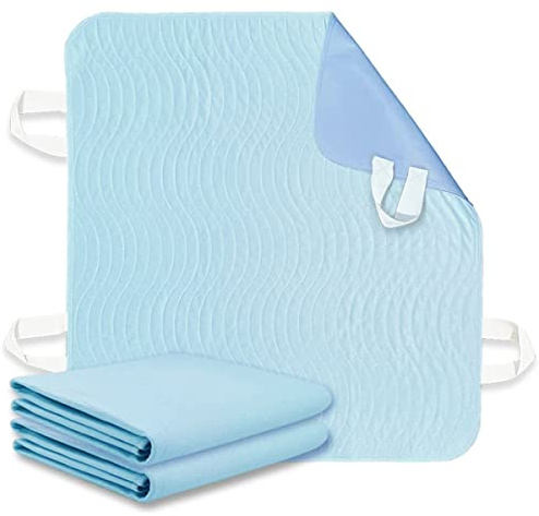 2 Pack Bed Pads for Incontinence Positioning Bed Pad with Handles for Lift and Transfer Reusable Waterproof Bed Pads Washable Incontinence Bed Pads for Elderly Hospital Home Care 36” × 34”
