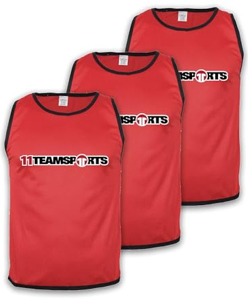 Cawila Leibchen 11teamsports 3er Set | Kennzeichnungshemden rot, Mini Ohne Geschlecht