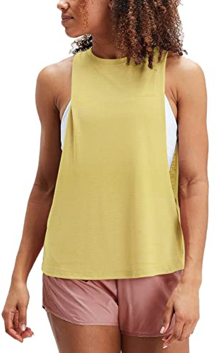 Hanyomo Mujer Ejercicio Aptitud física Camisetas sin mangas recortado Sin mangas Gimnasia Yoga Corriendo Atlético Camisas Color Amarillo L