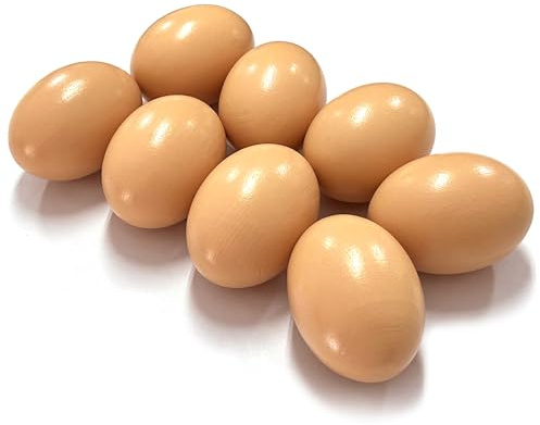 MEMOFYND 8 huevos artificiales, huevos de madera artificiales, huevos de madera para comadrona, huevos de pollo, herramientas para la cría de aves de corral (beige)