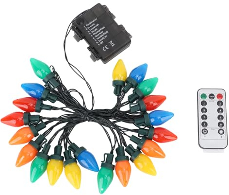 Garosa Luci Natalizie C9 Luci Multicolori Alla Fragola 16,4 Piedi 20 LED Luci LED Colorate Impermeabili per Esterni Interni Cortile Casa Decorazione di Nozze