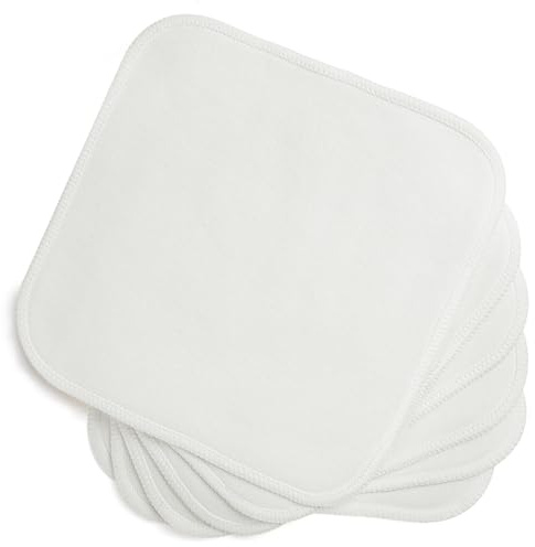 Aomig Lot de 6 lingettes en coton de bambou, 20 x 20 cm, lavables et réutilisables, parfaites pour les mains et le visage bébé, démaquillantes