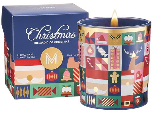 M&SENSE Apfel& Vanille Duftkerzen Weihnachten 55 Std. Natürliche Sojawachskerze für Zuhause 280g Ungiftige Kerze fürs Badezimmer Weihnachtsduftkerze Geschenkidee MSSDOEU1O3
