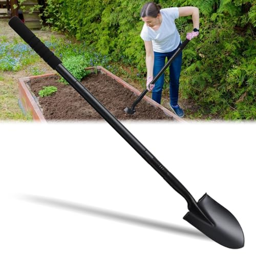 Pala jardineria pequeña con Ajustable Mango metálico de 110cm, Mini Pala Desmontable para jardinería Camping Supervivencia,Negro